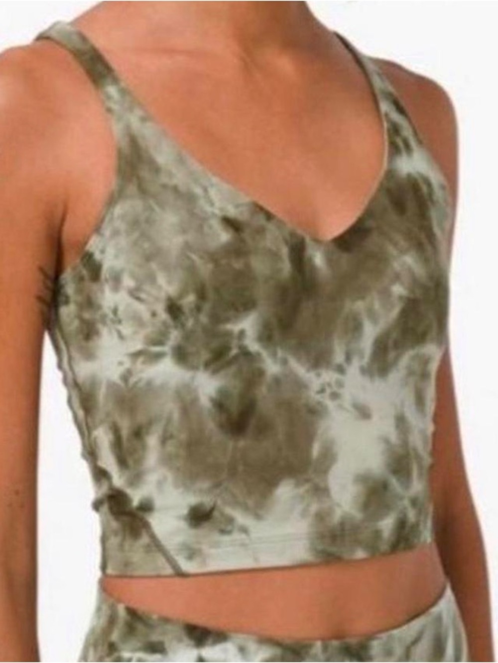 lululemon athletica Align Olive Tie-Dye V-Neck Crop 8 bra lined Tank - Picture 2 of 11